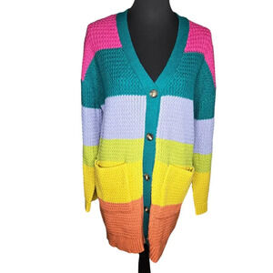 Polagram Multicolor Button Front Midi Cardigan